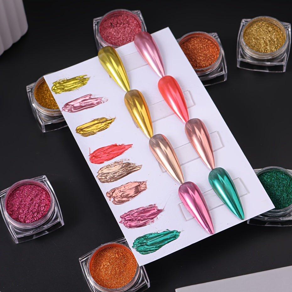 36 Box Super-Bright Metallic Mirror Nail Powder Set Y2K Chrome Pigment Flakes Fine Glitter Rubbing On Dust Manicure Decoration